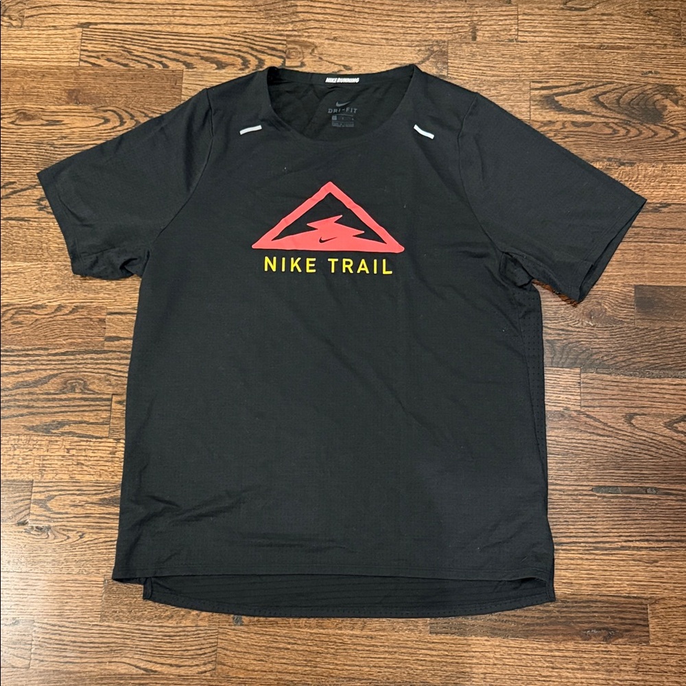 Nike Black Tee with Red and Yellow Trail Logo